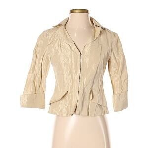 VINTAGE Lida Baday 90's Designer Metallic Golden Tan Blazer Size 2
